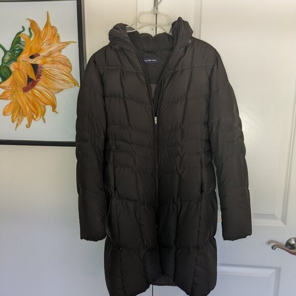 Lands End women's brown down coat - Picture 5 of 11